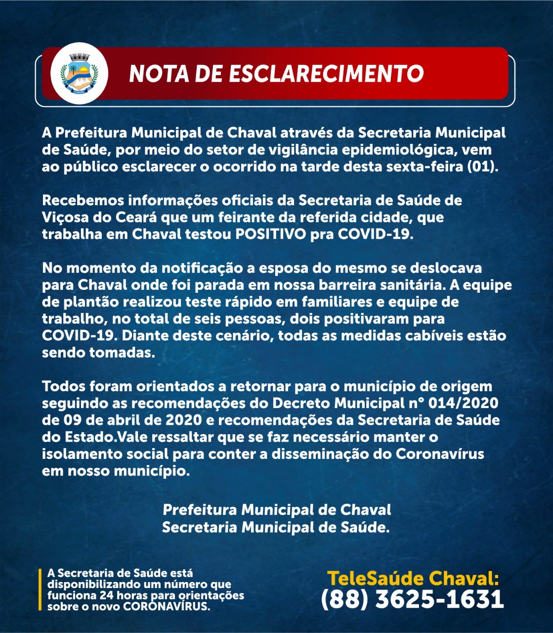 NOTA DE ESCLARECIMENTO!!