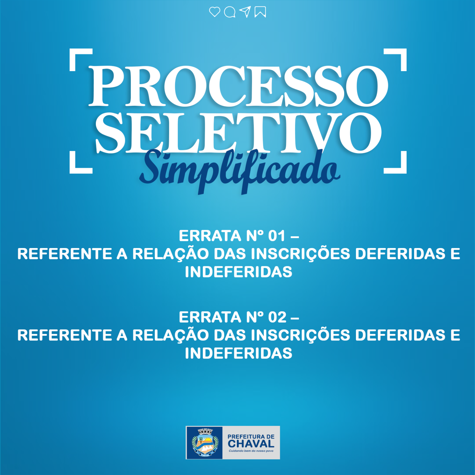 ERRATA 01 E 02 PROCESSO SELETIVO 001/2023 Prefeitura Municipal de